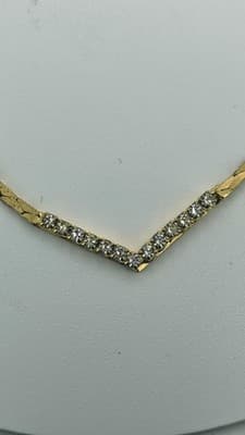 Synthetic Cubic Zirconia Stone Necklace Yellow Gold Electroplate 7.0 (GJE003722) - Thumbnail 7