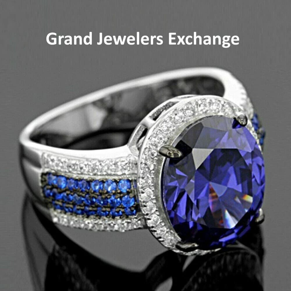 Blue Sapphire Women ring 925 Silver with Gifts Rings Sz 7.5 - Thumbnail 2