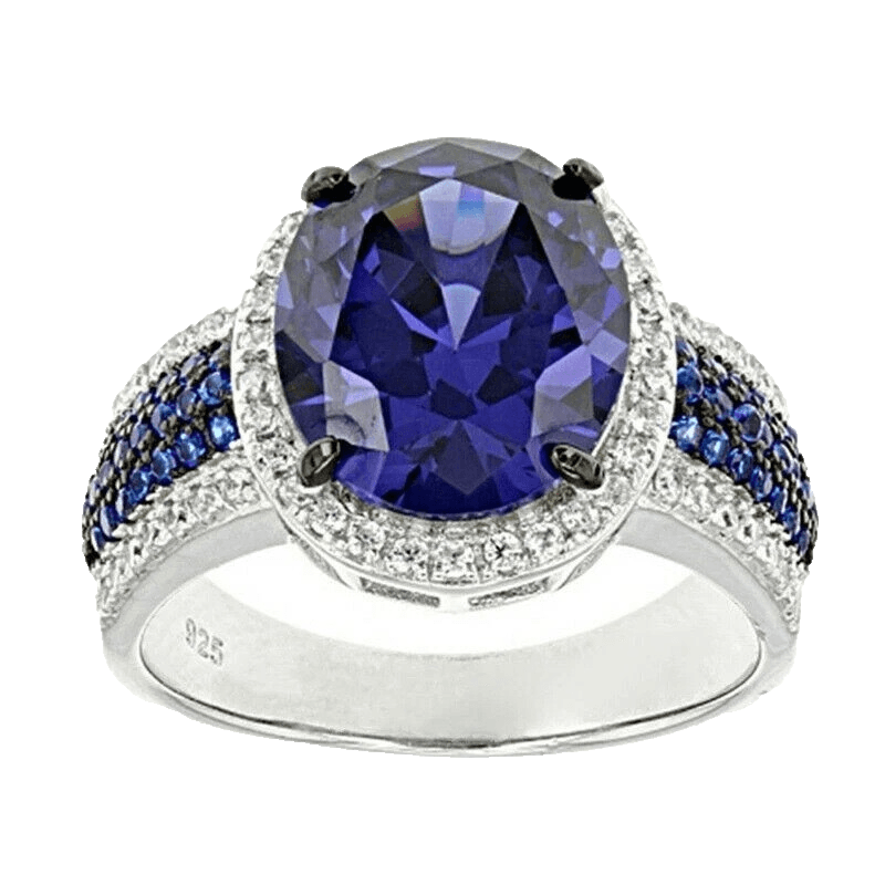 Blue Sapphire Women ring 925 Silver with Gifts Rings Sz 7.5 - Thumbnail 3