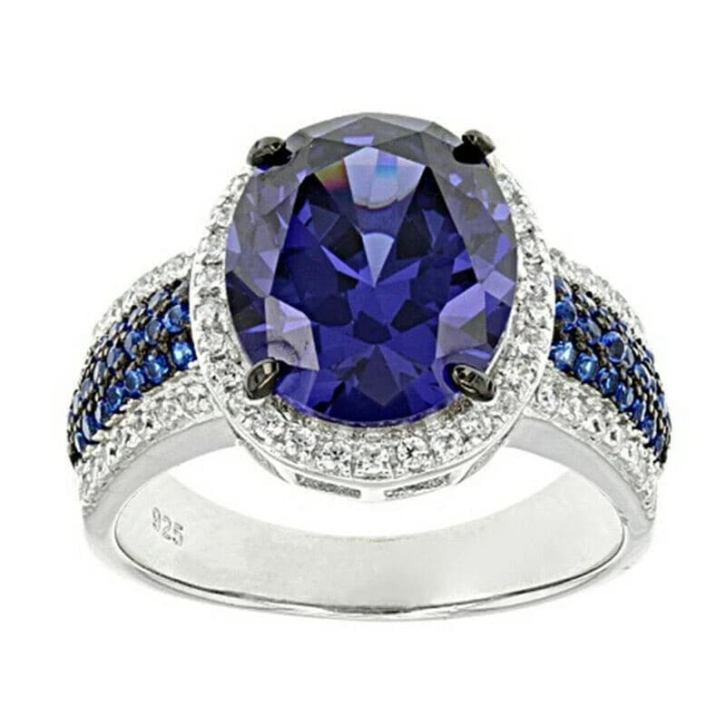 Blue Sapphire Women ring 925 Silver with Gifts Rings Sz 7.5 - Image 1