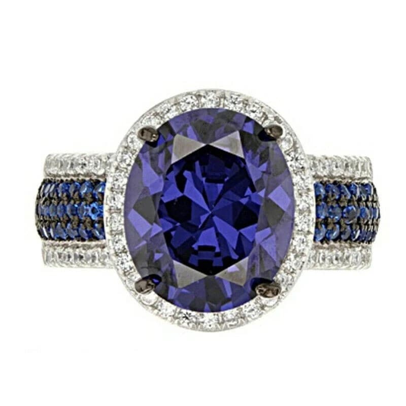 Blue Sapphire Women ring 925 Silver with Gifts Rings Sz 7.5 - Thumbnail 4