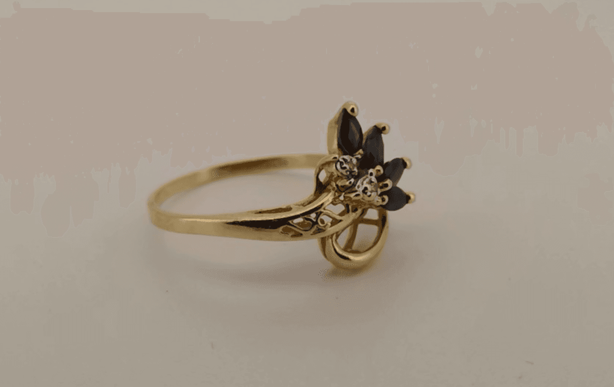Vintage Sapphire Lady's Stone & Diamond Ring 2 Diamonds .02 Carat T.W. - Thumbnail 6