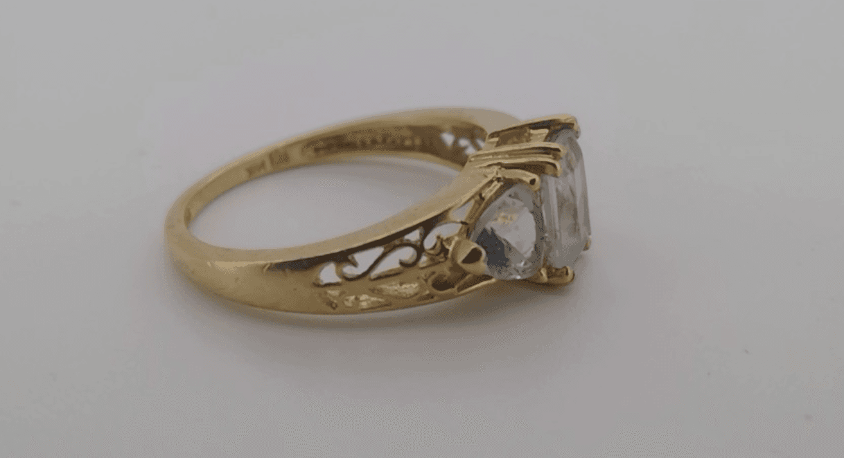 Vintage Aquamarine Lady's Stone Ring 14K Yellow Gold 2.97g - Thumbnail 4
