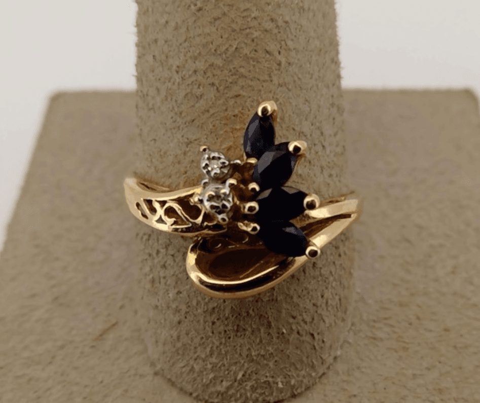 Vintage Sapphire Lady's Stone & Diamond Ring 2 Diamonds .02 Carat T.W. - Thumbnail 3