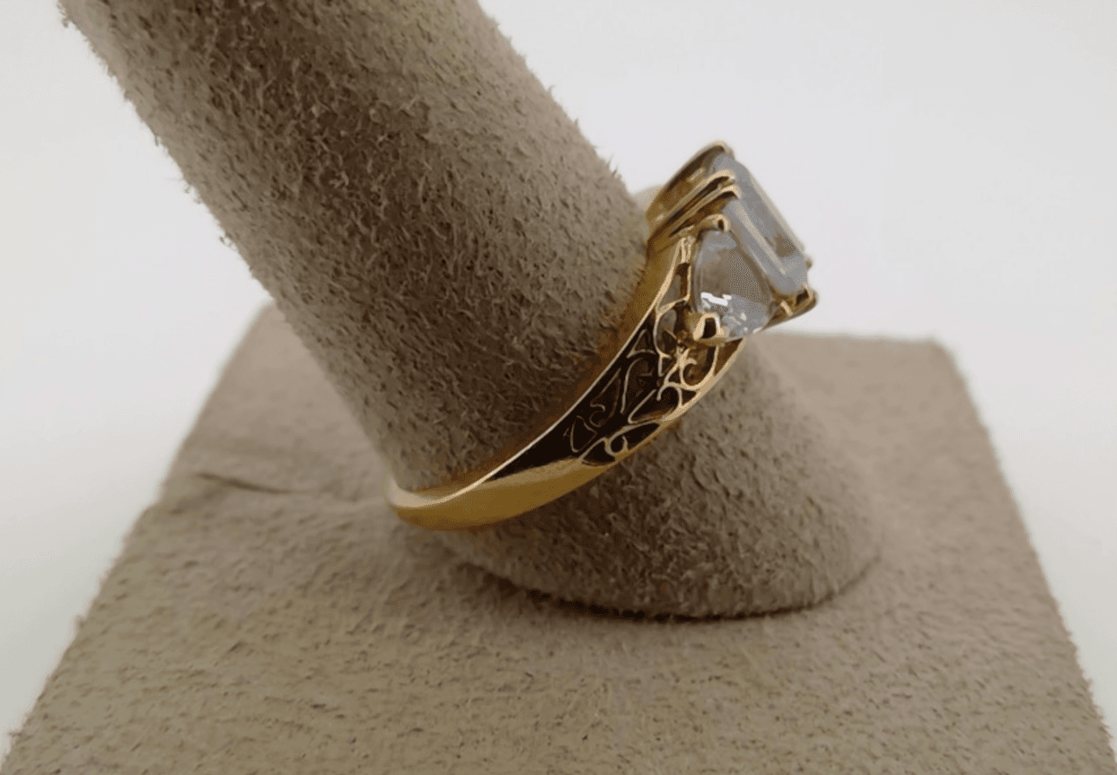 Vintage Aquamarine Lady's Stone Ring 14K Yellow Gold 2.97g - Thumbnail 7