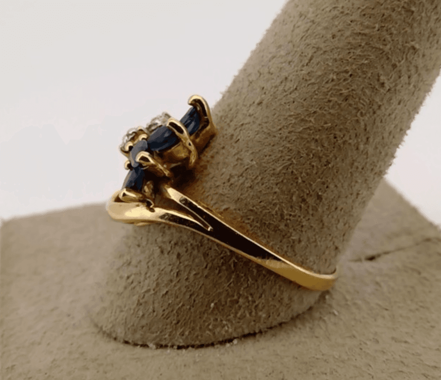 Vintage Sapphire Lady's Stone & Diamond Ring 2 Diamonds .02 Carat T.W. - Thumbnail 5