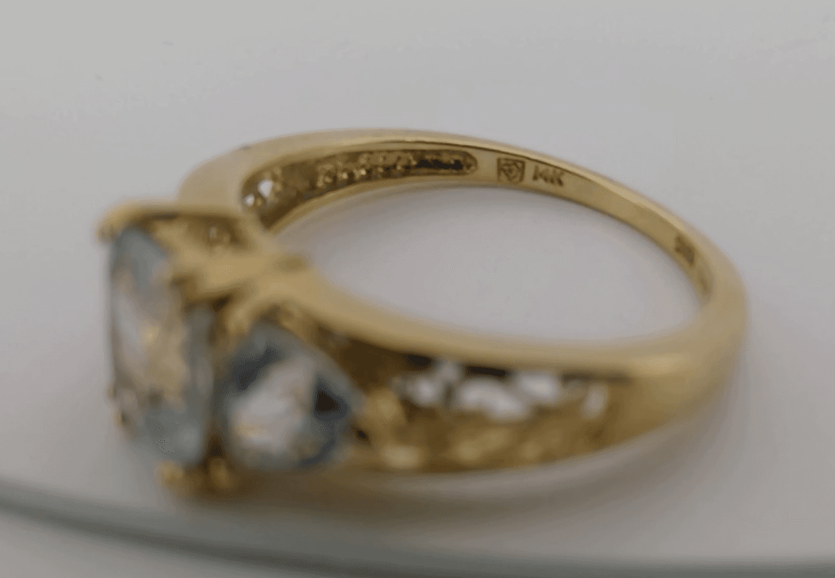 Vintage Aquamarine Lady's Stone Ring 14K Yellow Gold 2.97g - Thumbnail 9