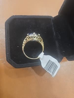 Ring 14k Yellow Gold Blue Spinel 3.7G. Size 5.5 - Thumbnail 6