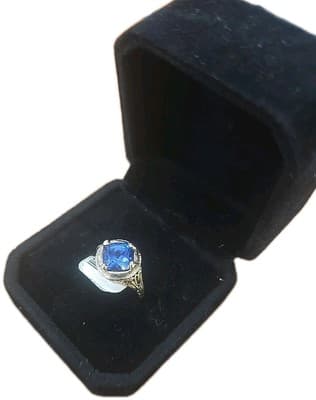 Ring 14k Yellow Gold Blue Spinel 3.7G. Size 5.5 - Thumbnail 2