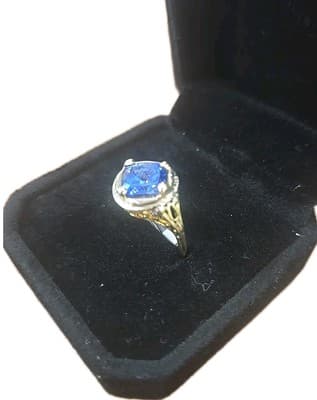 Ring 14k Yellow Gold Blue Spinel 3.7G. Size 5.5 - Thumbnail 3