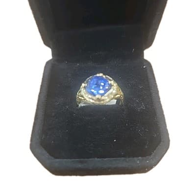 Ring 14k Yellow Gold Blue Spinel 3.7G. Size 5.5 - Thumbnail 5
