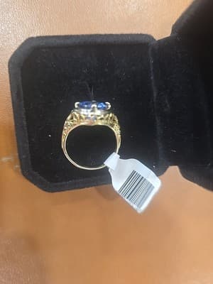 Ring 14k Yellow Gold Blue Spinel 3.7G. Size 5.5 - Thumbnail 7