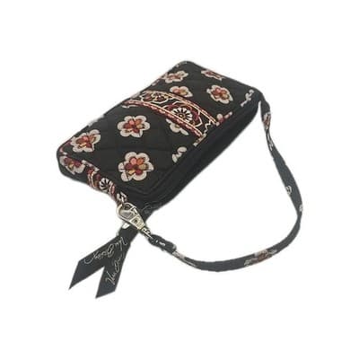 Vera Bradley Wristlet Front Zip, Floral Black Multicolored flowers - Image 1