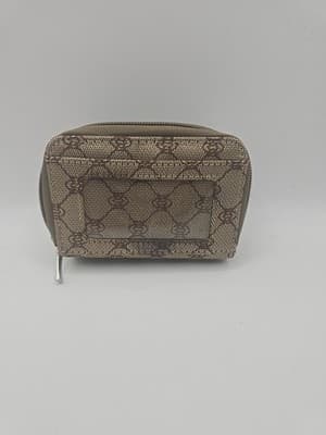 RFID Vinyl Zip Wallet - Light tan and dark tan - Image 1