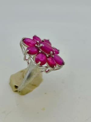 Ruby Lady's Silver & Stone Ring 925 Silver 4.99g (GJE003732) - Thumbnail 7