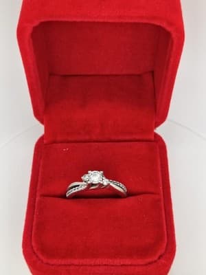 Lady's Diamond Solitaire Ring 17 Diamonds .53 Carat T.W. 14K White G (GJE003731) - Thumbnail 5