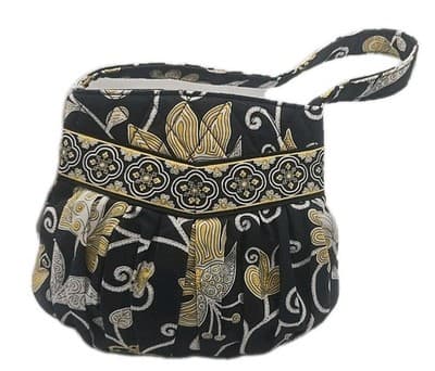 Vera Bradley Yellow Bird Print Floral Black Cotton Quilted Zippered Shoulder Bag - Image 1