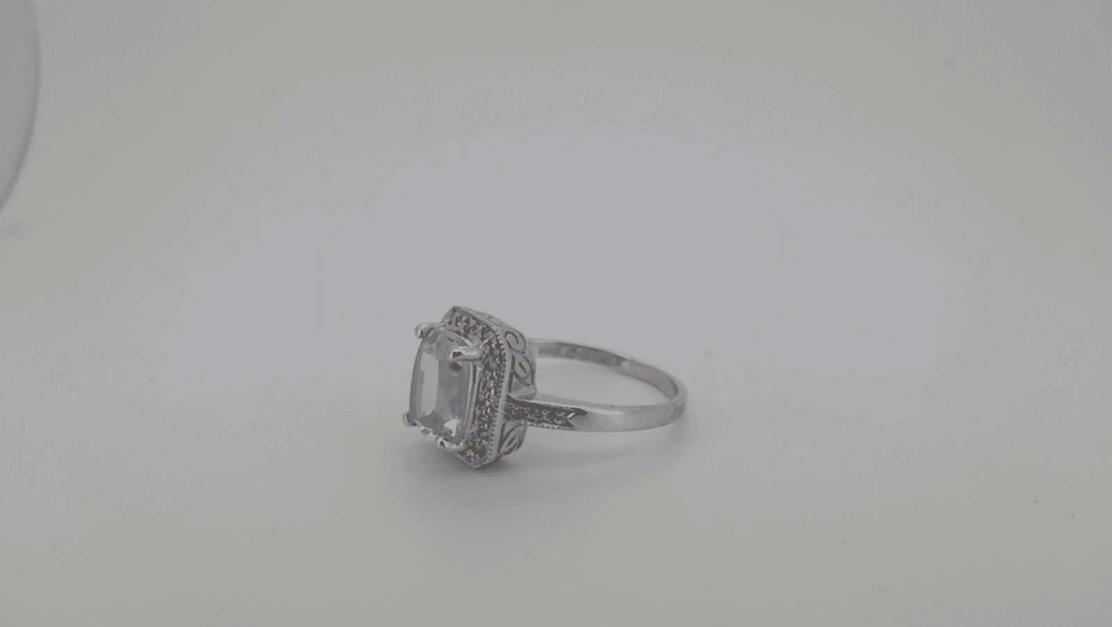 Blue Topaz Lady's Stone & Diamond Ring 18kt WHITE GOLD - Thumbnail 8