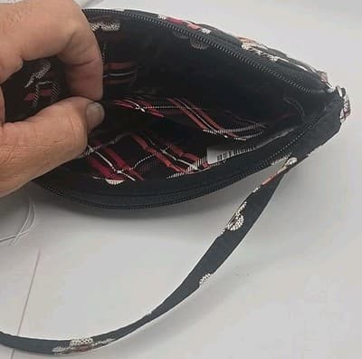 Vera Bradley Wristlet Front Zip, Floral Black Multicolored flowers - Thumbnail 7