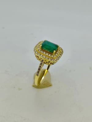 Emerald Lady's Stone & Diamond Ring 65 Diamonds 3.25 Carat T.W. 14K (GJE003733) - Thumbnail 8