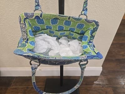 Vera Bradley Little Mandy Doodle Daisy Purse Floral Blue and Green Bag - Thumbnail 7