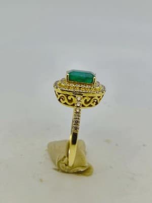 Emerald Lady's Stone & Diamond Ring 65 Diamonds 3.25 Carat T.W. 14K (GJE003733) - Thumbnail 12