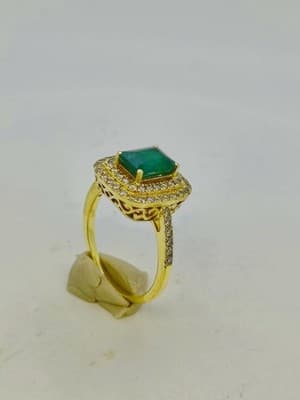 Emerald Lady's Stone & Diamond Ring 65 Diamonds 3.25 Carat T.W. 14K (GJE003733) - Thumbnail 7