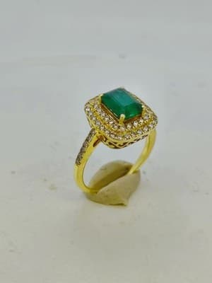 Emerald Lady's Stone & Diamond Ring 65 Diamonds 3.25 Carat T.W. 14K (GJE003733) - Thumbnail 10