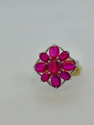 Ruby Lady's Silver & Stone Ring 925 Silver 4.99g (GJE003732) - Thumbnail 5