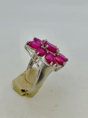 Ruby Lady's Silver & Stone Ring 925 Silver 4.99g (GJE003732) - Thumbnail 10