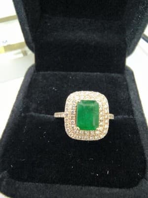 Emerald Lady's Stone & Diamond Ring 65 Diamonds 3.25 Carat T.W. 14K (GJE003733) - Image 1