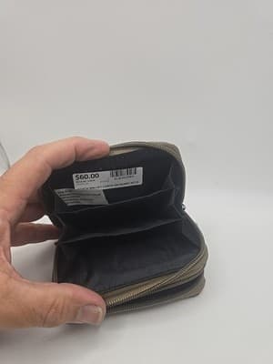 RFID Vinyl Zip Wallet - Light tan and dark tan - Thumbnail 3