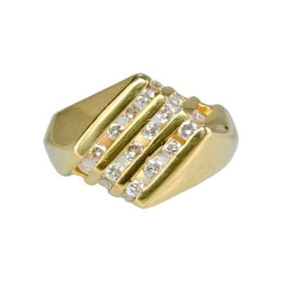1.0 CTW Round Cut Diamond Channel-Set Statement Ring in 14k Yellow Gold - Thumbnail 4