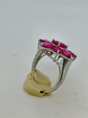 Ruby Lady's Silver & Stone Ring 925 Silver 4.99g (GJE003732) - Thumbnail 11