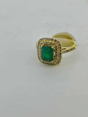 Emerald Lady's Stone & Diamond Ring 65 Diamonds 3.25 Carat T.W. 14K (GJE003733) - Thumbnail 4