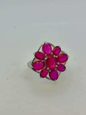 Ruby Lady's Silver & Stone Ring 925 Silver 4.99g (GJE003732) - Thumbnail 4
