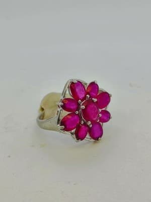 Ruby Lady's Silver & Stone Ring 925 Silver 4.99g (GJE003732) - Thumbnail 3