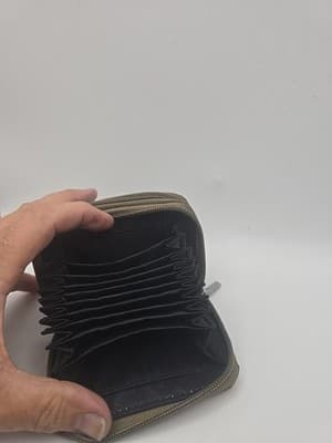 RFID Vinyl Zip Wallet - Light tan and dark tan - Thumbnail 4