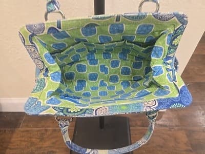 Vera Bradley Little Mandy Doodle Daisy Purse Floral Blue and Green Bag - Thumbnail 10