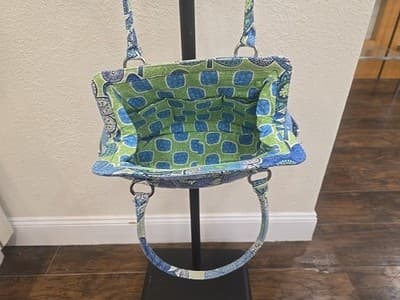 Vera Bradley Little Mandy Doodle Daisy Purse Floral Blue and Green Bag - Thumbnail 11