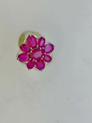 Ruby Lady's Silver & Stone Ring 925 Silver 4.99g (GJE003732) - Thumbnail 9