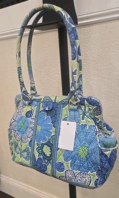 Vera Bradley Little Mandy Doodle Daisy Purse Floral Blue and Green Bag - Thumbnail 2
