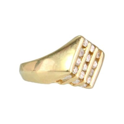 1.0 CTW Round Cut Diamond Channel-Set Statement Ring in 14k Yellow Gold - Thumbnail 3