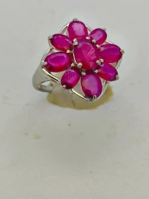 Ruby Lady's Silver & Stone Ring 925 Silver 4.99g (GJE003732) - Thumbnail 6