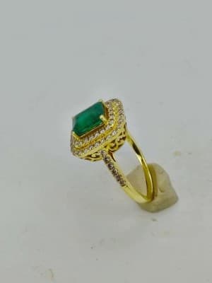 Emerald Lady's Stone & Diamond Ring 65 Diamonds 3.25 Carat T.W. 14K (GJE003733) - Thumbnail 6