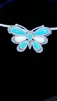 Synthetic Turquoise Stone Necklace Silver Plate 16.45g (GJE003701) - Thumbnail 5