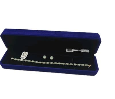 14K JADE BRACELET AND EARRINGS: 8.27G 14K-Y/G, 21-ROUND CUT JADE 1.73CTW - Thumbnail 6