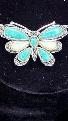Synthetic Turquoise Stone Necklace Silver Plate 16.45g (GJE003701) - Thumbnail 7