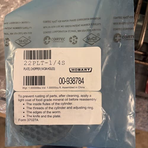 New Hobart 22PLT-1/4S #22 1/4" Stay Sharp Grinder Plate for 4822 Meat Choppers - Image 1
