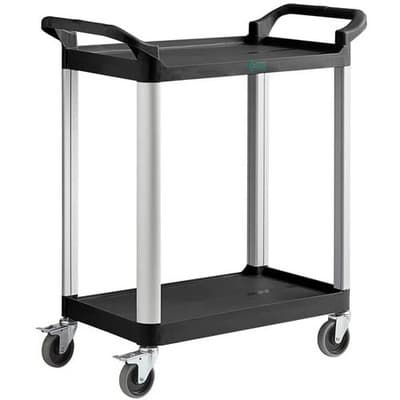 Small Bussing utility Cart Two Shelf 24”x16” MODEL# 109CARTBS2BK BLACK - Image 1